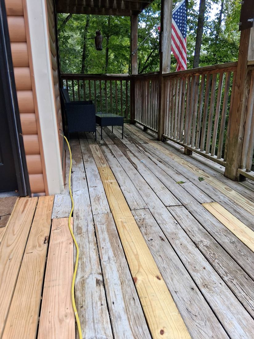 Deck board replacement during a repair project in Campbell County, TN